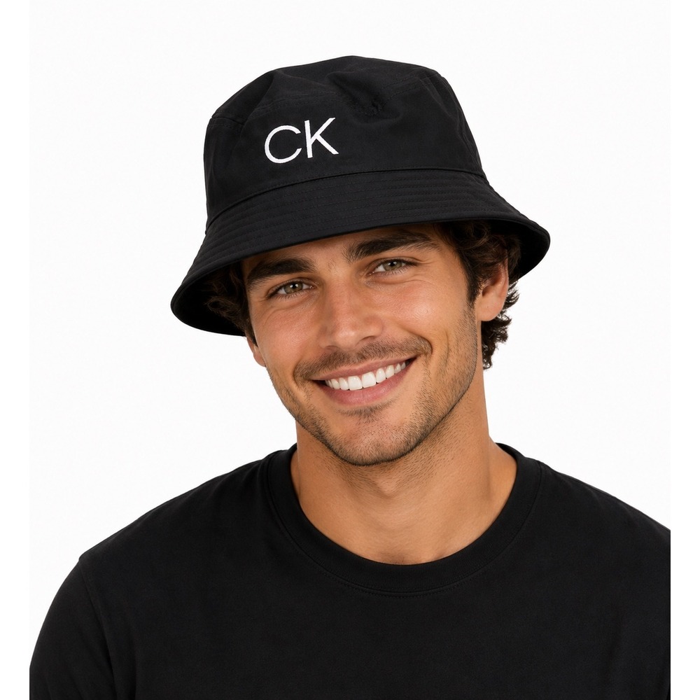 Calvin Klein Black Bucket Hat CK Logo Cotton Rayon Blend Sun Hat Unisex NEW $44 - Picture 4 of 6